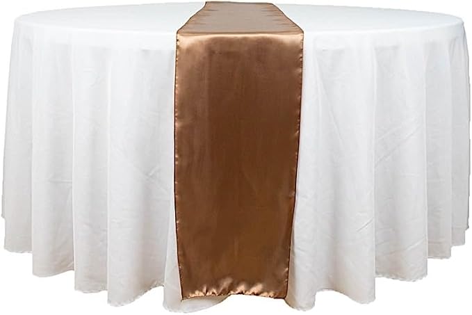 10 pcs 12 x 108 inch Taupe Satin Table Runners Wedding Table Top Party Supplies Reception Linens Decorations by BalsaCircle