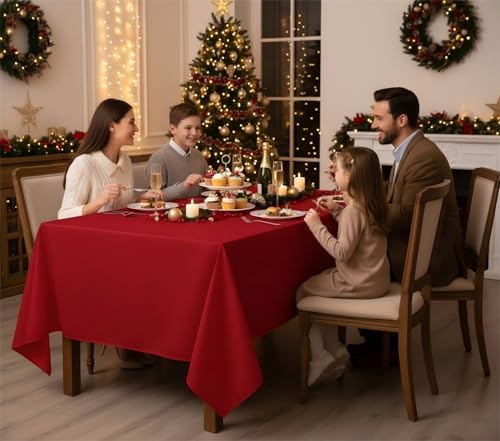 Fitable 6 Pack Red Tablecloths 70x108 Inch for 6 Foot Rectangle Tables - Image 2