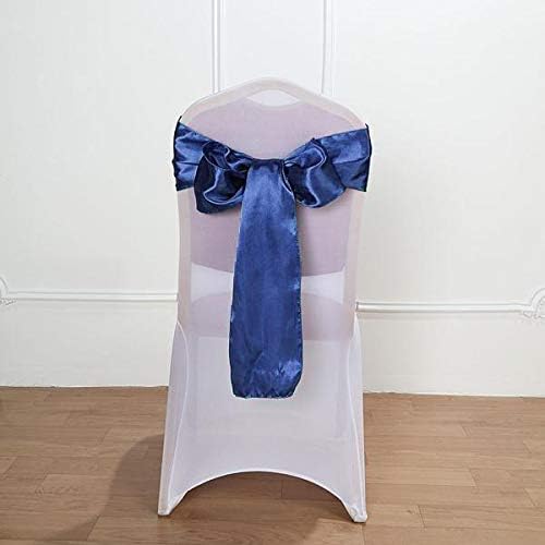 Balsa Circle 50 Navy Blue Satin Elegant Chair Cover Bows Sashes Wedding Banquet Decorations Party Supplies Engagement Events Reception - Image 5