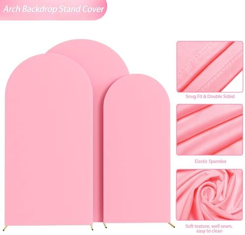 Wokceer Arch Backdrop Cover Pink Arch Covers Strethy Backdrop Set of 3 - Image 5