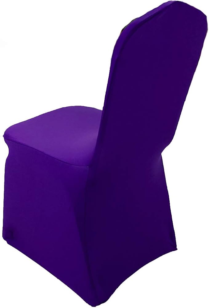 Helan Stretch Spandex Chair Covers Stretchable Chair Slipcovers Wedding Party Banquet Chair Cover 12 Colors 4 PCS Violet - Image 2