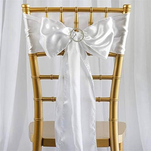 Balsa Circle 25 White Satin Elegant Chair Cover Bows Sashes Wedding Banquet Decorations Party Supplies Engagement Events Reception - Image 2