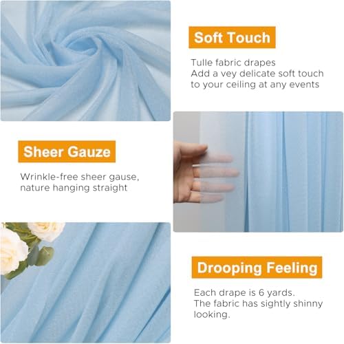 Wedding Arch Draping Fabric 1 Panel Baby Blue Sheer Backdrop Drapes - Image 3