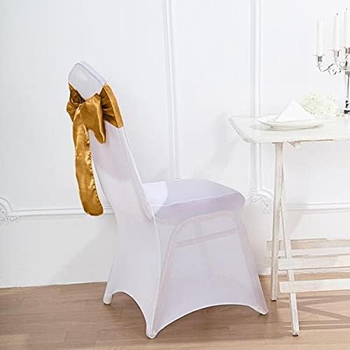 Balsa Circle 50 Antique Gold Satin Elegant Chair Cover Bows Sashes Wedding Banquet Decorations Party Supplies Engagement Events Reception - Image 4