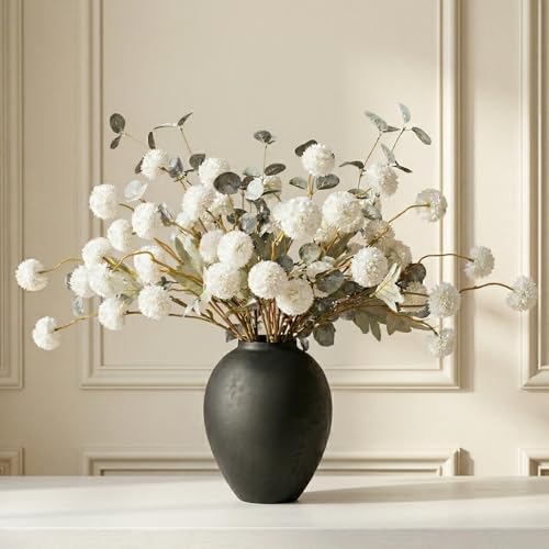 RyddeligHome White Faux Kiku Flowers for Vase(NOT Included) - 12 Long Stems by RyddeligHome-AestheticHomeDecor