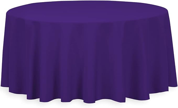 LTC LINENS Purple Round Tablecloth - 132 Inch Round Tablecloth, Large Party Table Cloth, Wrinkle Resistant, Washable Polyester Fabric Table Cover Linens for Wedding, Party, Banquet by LTCLINENS