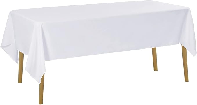 MDS Pack of 5 Rectangle Tablecloth 60 x 60 Inch Polyester Wrinkle Resistant Washable Polyester Table Cloth for Kitchen Dining Buffet Parties, Picnic, Events, Weddings and Restaurants - White by MDS