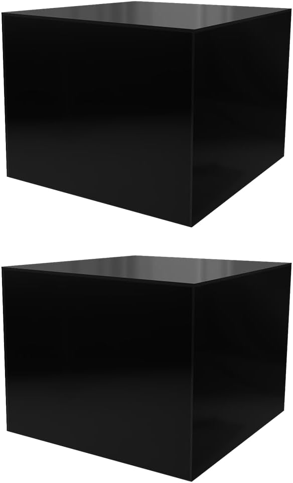 2 Pack Acrylic Box Display Riser 12 x 12 x 9 Inch Black Storage Caddy with One Open Side No Lid Retail Product Riser or Versatile Square Plexiglass Small Merchandise Bin by Marketing Holders by MarketingHolders
