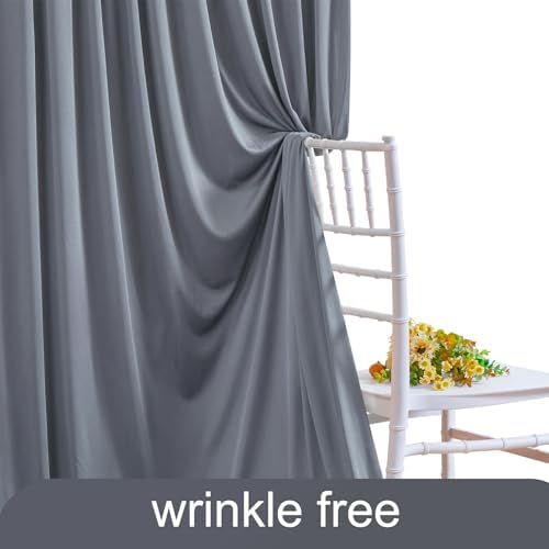 4 Panels Charcoal Backdrop Curtain for Parties Wedding Wrinkle Free Silver Grey Photo Curtains Backdrop Drapes Fabric Decoration for Birthday Party Baby Shower 20ft(W) x 10ft(H) - Image 6