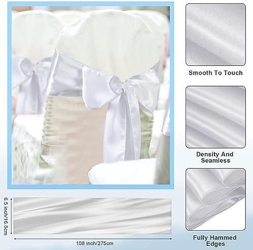 Lounsweer 50 Pcs Folding Chair Cover Set, White, White - Image 4