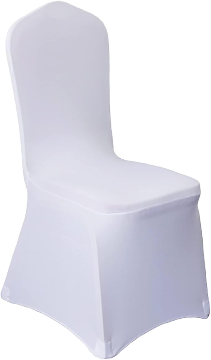 100 Pcs White Washable Removable Universal for Wedding Party Dining Banquet Polyester Spandex Stretch Slipcovers Chair Covers by Wexninaz