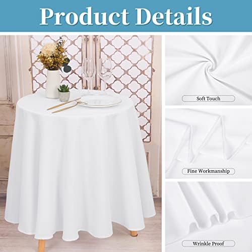 8 Pack White Round Tablecloths, Diameter of 70 inch - Image 4