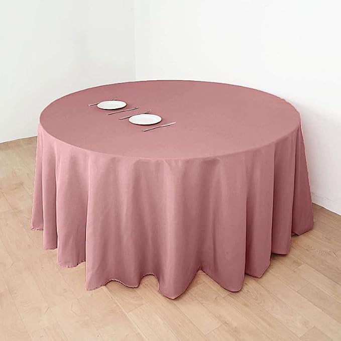 10 pcs 132 inch Dusty Rose Round Polyester Tablecloths Fabric Table Cover Linens | 132" Washable Fabric Table Cloth Covers for Wedding Party Polyester Reception Buffet Events Catering Dining Kitchen - Image 5