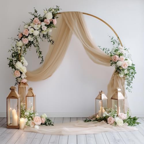 Wedding Arch Draping Fabric 6 Panels Nude Sheer Backdrop Drapes - Image 5