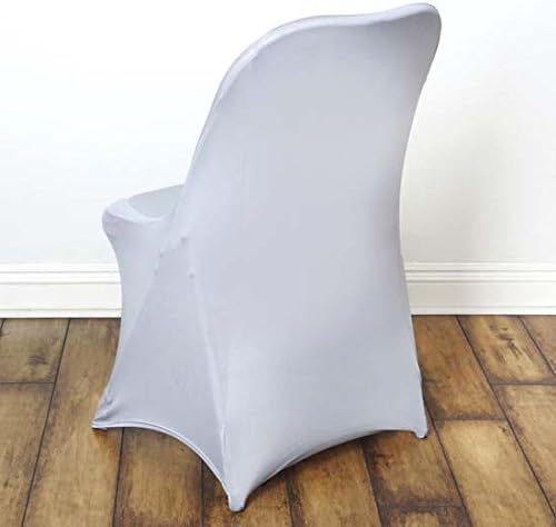 Tableclothsfactory 50pcs Stretchy Spandex Fitted Folding Chair Cover Dinning Event Slipcover for Wedding Party Banquet Catering - Silver - Image 2