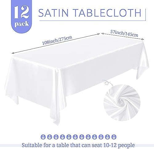 12 Pack White Satin Tablecloth, 57 x 108 Inch - Image 2