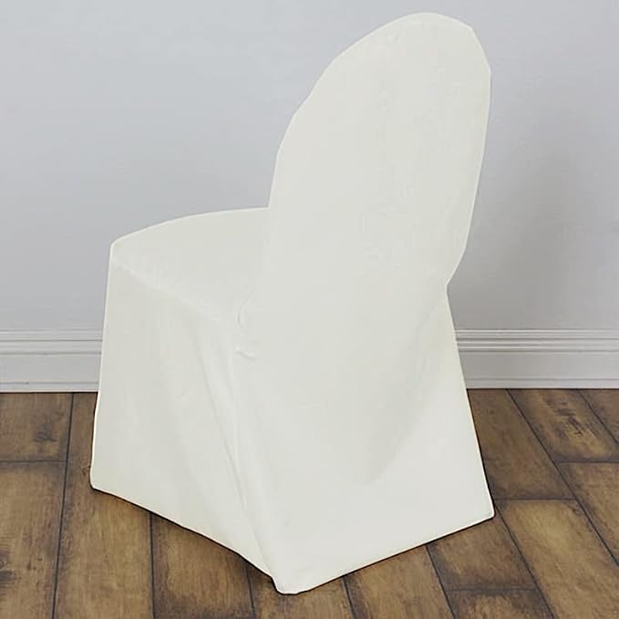 Balsa Circle 50 pcs Ivory Polyester Banquet Chair Covers for Party Wedding Linens Decorations Dining Ceremony Reception Supplies - Image 2
