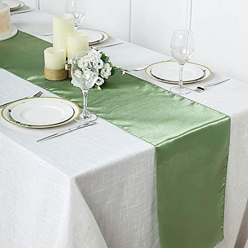 Balsa Circle 20 pcs 12 x 108 inch Tea Green Satin Table Runners Wedding Table Top Party Supplies Reception Linens Decorations - Image 3