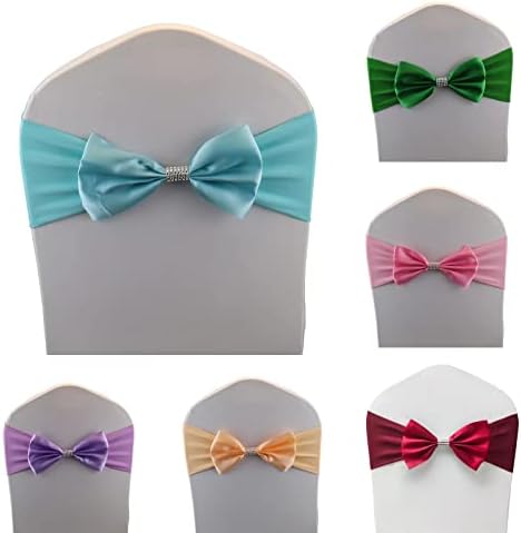 100 PCS Bows Stretch Chair Sashes, for Wedding Party Chair Cover Decoration, Spandex Stretch Chairs Bands (Pack of 100 Sky Blue - Image 2