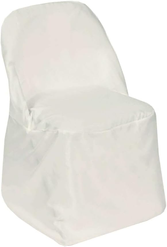 Efavormart 50 PCS Ivory Polyester Folding Chair Covers for Party Dining Chairs Reusable Stain Resistant Wedding Chair Slipcovers - Image 7