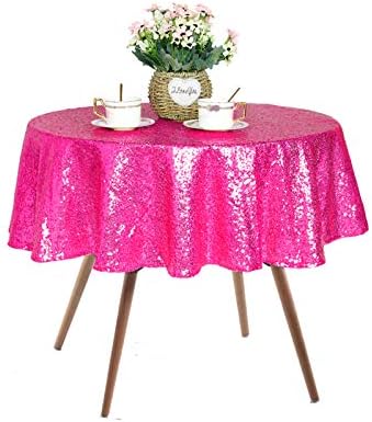 JYFLZQ Champagne Sequin Tablecloth Glitter Party Table Cover 50 Inch Round by JYFLZQ