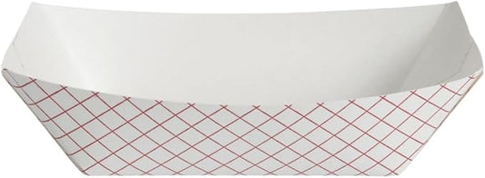 ICE N COLD Medium Paper Food Boat (5lb, 250ct) Disposable Red & White Checkered Paper Food Trays Dimensions 9.5" x 7.5" x 1.25" | Made in USA by ICENCOLD
