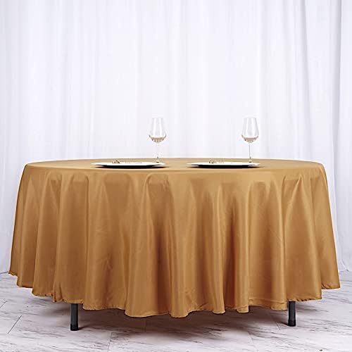 Balsa Circle 6 pcs 108 inch Gold Round Polyester Tablecloths Fabric Table Cover Linens for Wedding Party Banquet Reception Events Kitchen Dining - Image 4