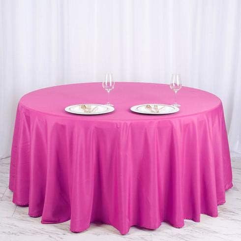BalsaCircle 6 pcs 120 inch Fuchsia Round Tablecloths Polyester Fabric Table Cover Linens for Wedding Party Reception Banquet Events Kitchen Dining - Image 6