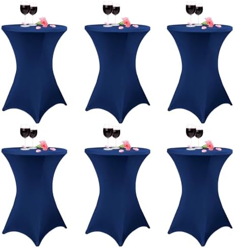 Pesonlook 6 Pack Navy Blue Cocktail Spandex Table Cover,32x43 Inch by Pesonlook