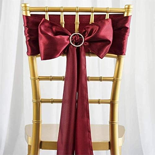Balsa Circle 100 Burgundy Satin Chair Sashes Bows Ties for Wedding Decorations Party Supplies Events Chair Covers Decor Banquet Reception - Image 2