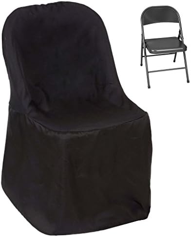 Tableclothsfactory 50pcs Black Linen Polyester Folding Chair Cover Dinning Chair Slipcover for Wedding Party Event Banquet Catering - Image 2