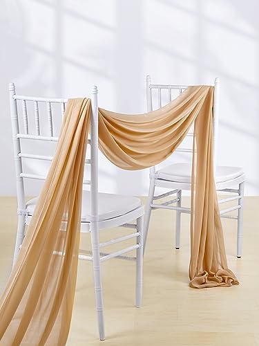 6 Yards Wedding Arch White Sheer Backdrop Curtain 6 Panels Chiffon Fabric Drapery Nude and Cream Ceremony Birthday Party Anniversary Decoration - Image 2