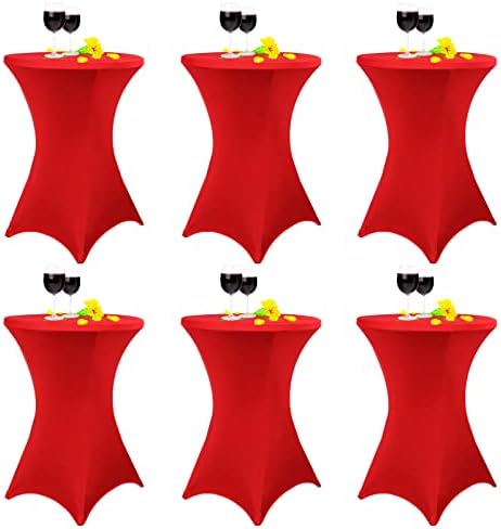 Pesonlook 6 Pack Red Cocktail Spandex Table Cover,32x43 Inch by Pesonlook