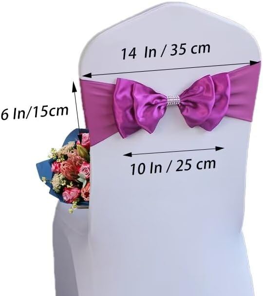 6 PCS Spandex Chair Sash Bow Tied,Elastic Sashes Chair Bands for Wedding Party Reception Events Celebration Banquets Hotel Event Decorations Chairs Decoration(Purple Red) - Image 2