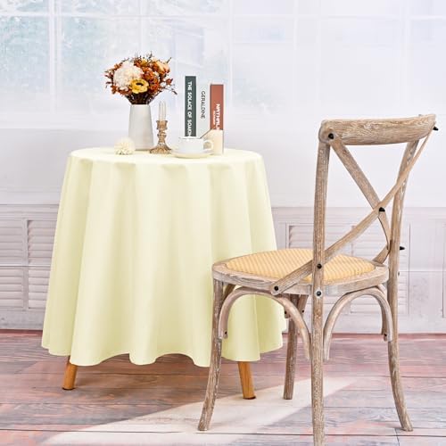 8 Pack Beige Round Tablecloths, Diameter of 70 inch - Image 2
