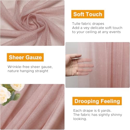 Wedding Arch Draping Fabric 1 Panel Dusty Rose Sheer Backdrop Drapes - Image 3