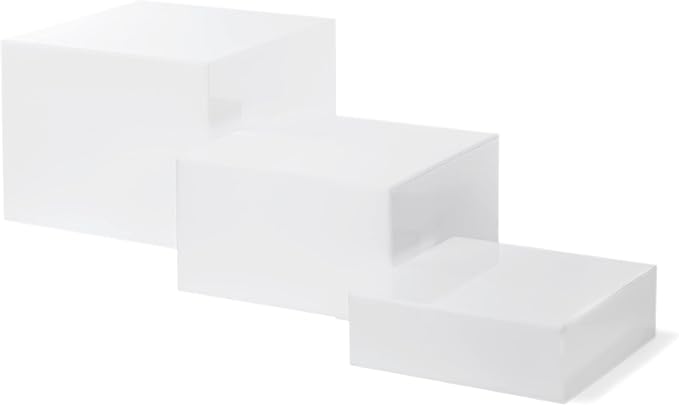 Red Co. Set of 3 Glossy White Acrylic Cube Display Nesting Risers with Hollow Bottoms - 2 Pack - Image 8