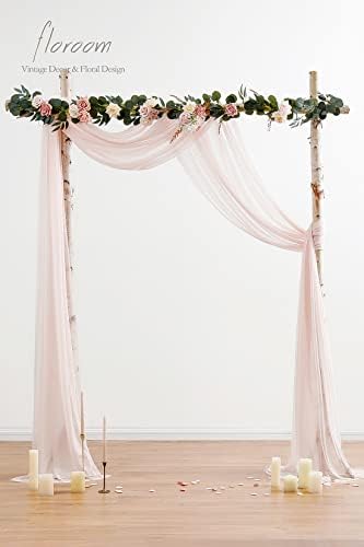 Floroom Wedding Arch Draping Fabric 2 Panels 20Ft Blush Chiffon Fabric Drapes Arbor Drapery Wedding Ceremony Reception Swag Decorations - Image 3