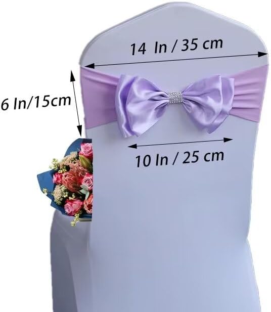 50 PCS Spandex Chair Sash Bow Tied,Elastic Sashes Chair Bands for Wedding Party Reception Events Celebration Banquets Hotel Event Decorations Chairs Decoration(Rose Violet) - Image 2