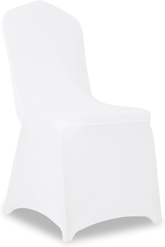 1 Pack White Stretch Polyester Spandex Chair Covers Universal Washable Removable Chair Slipcovers Protector for Wedding Banquet Events Party Dining Decoration by JALANCY