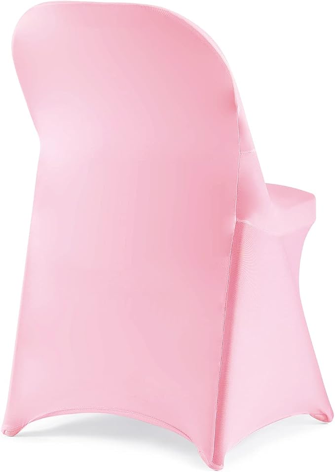 Folding Chair Covers for Party - 12pcs Pink Universal Spandex Fitted Chair Covers for Wedding, Banquet, Conference - Image 2