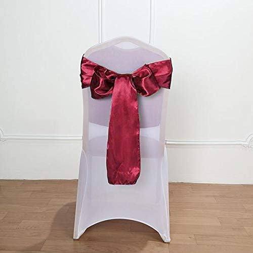 Balsa Circle 100 Burgundy Satin Chair Sashes Bows Ties for Wedding Decorations Party Supplies Events Chair Covers Decor Banquet Reception - Image 4