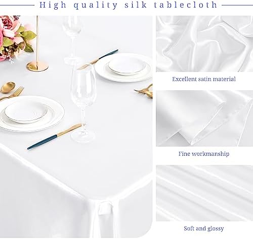 12 Pack White Satin Tablecloth, 57 x 108 Inch - Image 3
