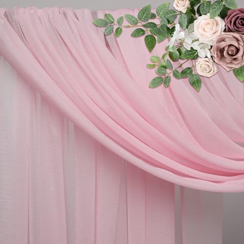 Wedding Arch Draping Fabric 6 Panels Blush Pink Sheer Backdrop Drape - Image 4