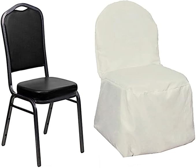 Balsa Circle 50 pcs Ivory Polyester Banquet Chair Covers for Party Wedding Linens Decorations Dining Ceremony Reception Supplies - Image 5