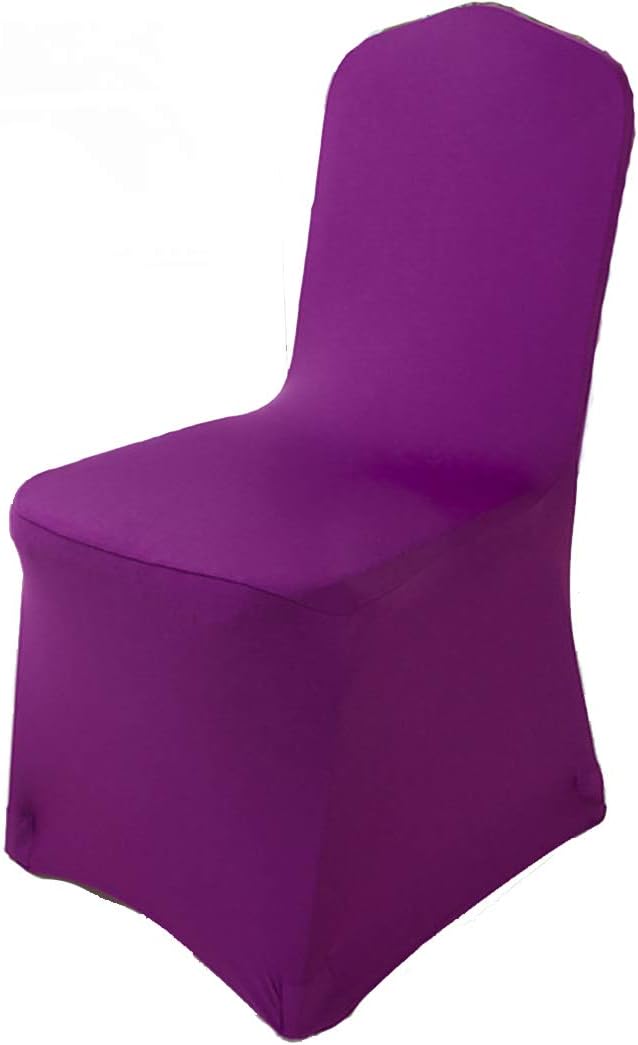 Helan Stretch Spandex Chair Covers Stretchable Chair Slipcovers Wedding Party Banquet Chair Cover 12 Colors 4 PCS Deep Purple by HelanApparel