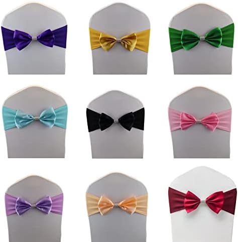 12 PCS Bows Stretch Chair Sashes, for Wedding Party Chair Cover Decoration, Spandex Stretch Chairs Bands (Pack of 12 Red - Image 4