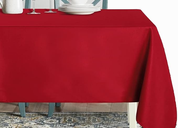 MDS Pack of 5 Rectangle Tablecloth 60 x 126 Inch Polyester Wrinkle Resistant Washable Polyester Table Cloth for Kitchen Dining Buffet Parties, Picnic, Events, Weddings and Restaurants - Red by MDS