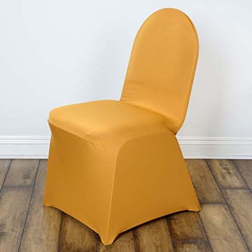 Tableclothsfactory 40 PCS Gold Stretchy Spandex Fitted Banquet Chair Cover Dinning Event Slipcover for Wedding Party Banquet Catering by TABLECLOTHSFACTORY