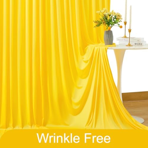 8 Panels Yellow Backdrop Curtain for Parties Wrinkle Free Lemon Yellow Photo Curtains Backdrop Drapes Fabric Decoration for Birthday Party Wedding Baby Shower 40ft(W) x 10ft(H) - Image 6